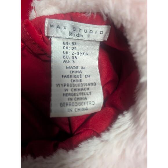 Max Studio Girl's Toddler 3T Holiday Christmas Red Velour Winter Dress Faux Fur - Picture 6 of 6
